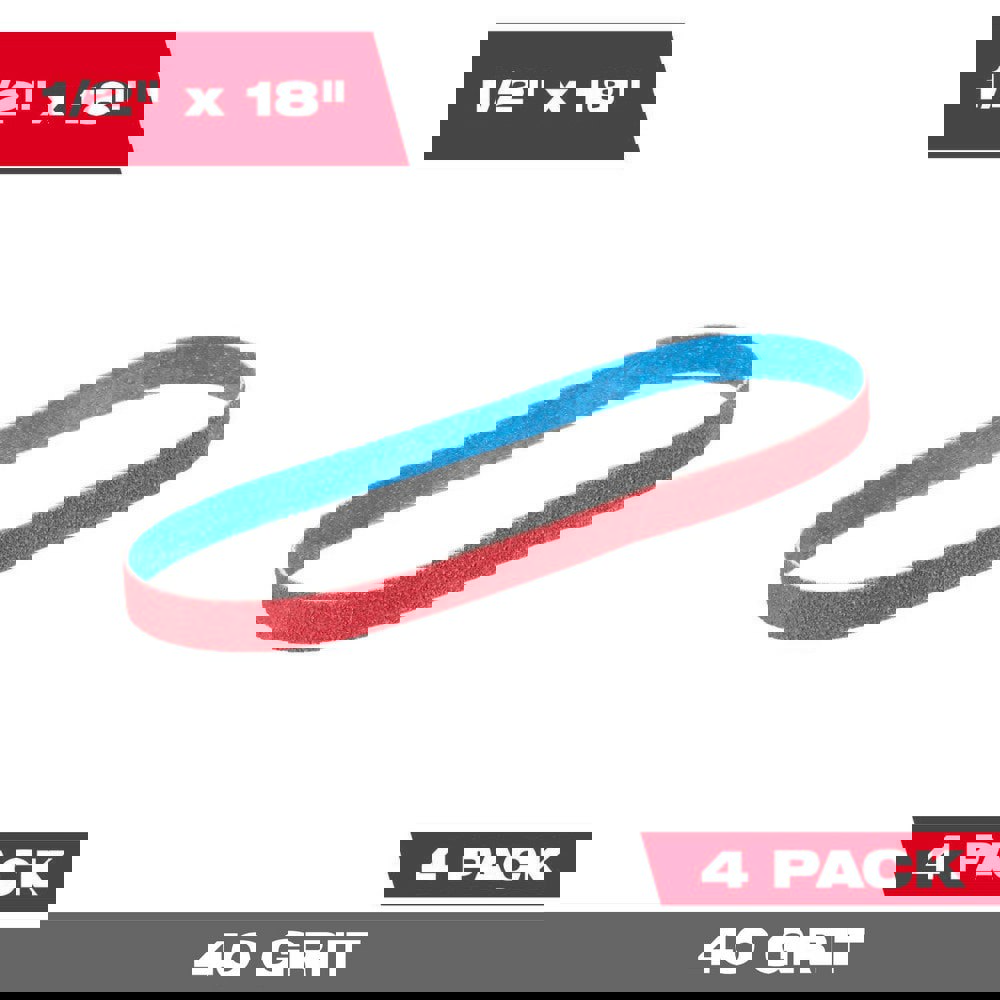 Abrasive Belts; Belt Width (Inch): 1/2 ; Belt Length (Inch): 18 ; Grit: 40 ; Abrasive Type: Coated ; Abrasive Material: Ceramic ; Wet/Dry Operation: Dry